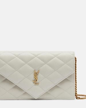 Saint Laurent Paris Leather Wallet On Chain - White