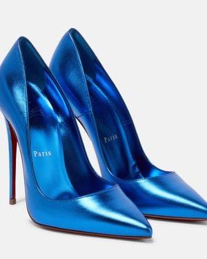 Christian Louboutin So Kate 120 Metallic Leather Court Shoes - Blue