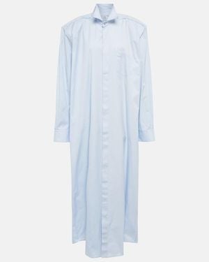 Vetements Deconstructed Cotton Shirt Dress - Blue