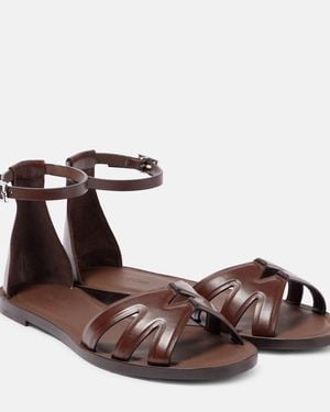 Max Mara Doublefla Leather Sandals - Brown