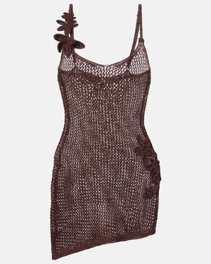Bananhot Maris Open-Knit Lame Minidress - Brown