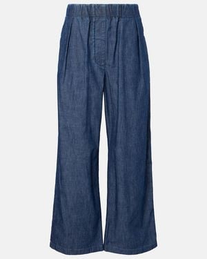 Jil Sander Cotton Chambray Wide-Leg Trousers - Blue