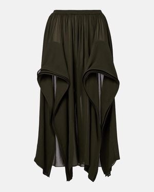 Alaïa Ruffled Georgette Wide-Leg Trousers - Green