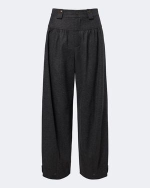 Chloé Wool And Cashmere Flannel Barrel-Leg Pants - Black