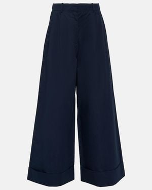 Co. Tton And Silk Poplin Wide-Leg Trousers - Blue