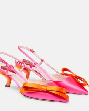 Roger Vivier Shiny Pink/orange Virgule Bow Slingback Pumps