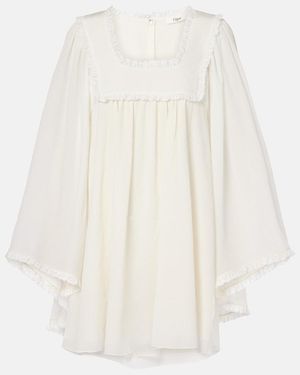 Chloé Silk Crepe Minidress - White