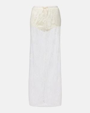 AYA MUSE Eteri Bow-Detail Floral Lace Maxi Skirt - White