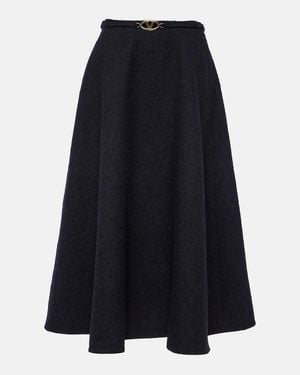 Valentino Tweed Midi Skirt - Blue