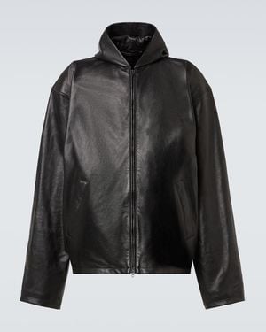 Balenciaga Hooded Leather Blouson - Black