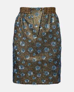 JACQUES WEI Floral Sequined Pencil Skirt - Green