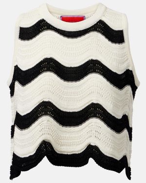 La DoubleJ Chevron Cotton Crochet Crop Top - Black