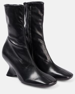 Dries Van Noten Leather Ankle Boots - Black
