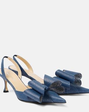 Mach & Mach Le Cadeau 65 Denim Slingback Pumps - Blue