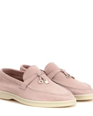 Loro Piana Summer Charms Walk Suede Loafers - Pink