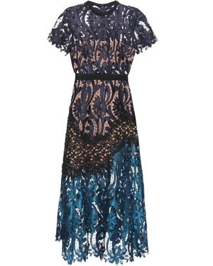 Self-Portrait Prairie Guipure Lace Midi Dress - Blue