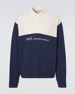 Ami Paris Polohemd Aus Baumwoll-Pique - Blau