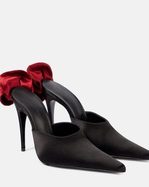 Magda Butrym Floral-Applique Satin Mules - Red