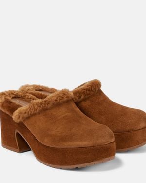 Gianvito Rossi Lyss 55 Suede Platform Clogs - Brown