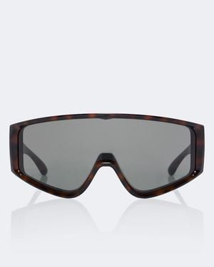 Saint Laurent Logo Lettering Shield Sunglasses - Gray
