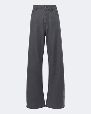 Miu Miu Chambray Wide-Leg Trousers - Grey