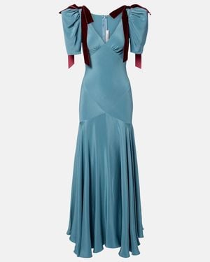 Rodarte Bow-Detail Silk Crepe Gown - Blue