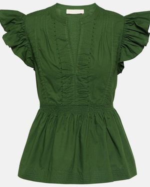 Ulla Johnson Luise Cotton Poplin Top - Green