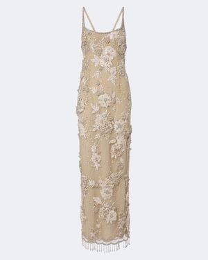 Georges Hobeika Verziertes Maxikleid Aus Tuell - Natur