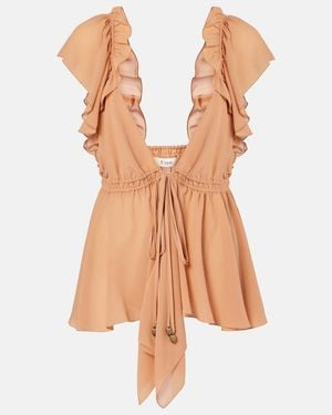 Chloé Silk Gathered Cami Top - Brown