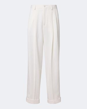 Dolce & Gabbana Pleated Wool And Silk-Blend Tuxedo Trousers - White