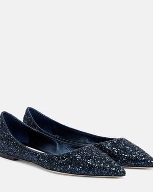 Jimmy Choo Bailarinas Love Con Glitter - Azul