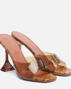 AMINA MUADDI Lupita Snake-Print Pvc Mules - Brown