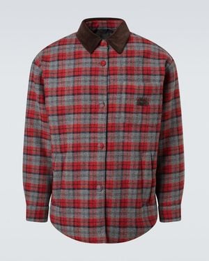 Miu Miu Plaid Virgin Wool Down Overshirt - Red
