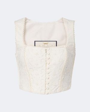 Agua Bendita Cornalina Broderie Anglaise Cotton Bustier Top - White