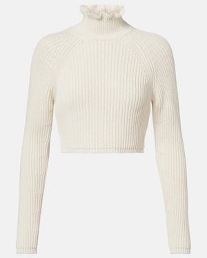 Max Mara Cropped-Pullover Campo Aus Rippstrick - Weiß