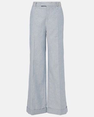 Brunello Cucinelli Linen And Cotton-Blend Wide-Leg Pants - Blue