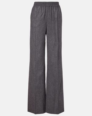 Tod's High-Rise Wool And Cashmere Wide-Leg Trousers - Grey