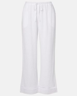 Velvet Calia Cotton Muslin Wide-Leg Pants - White