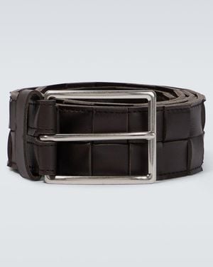 Bottega Veneta Maxi Intreccio Leather Belt - Black