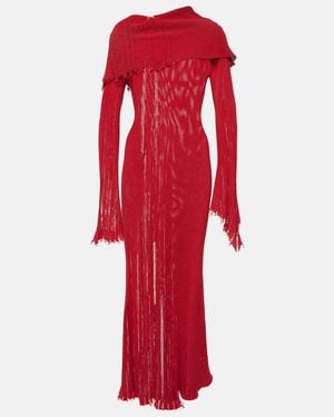 Acne Studios Distressed Cotton-Blend Maxi Dress - Red