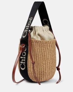Chloé Bucket-Bag Woody Small Mit Leder - Schwarz