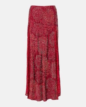 Rabanne Embellished Maxi Skirt - Red