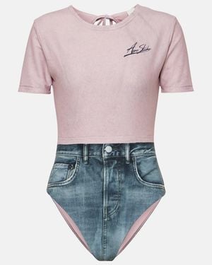 Acne Studios Etee Printed Rashguard Swimsuit - Pink