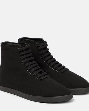 The Row Canvas High-Top Sneakers - Black