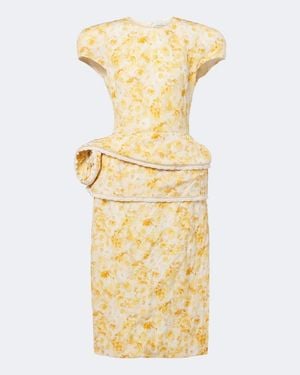 Magda Butrym Vestido Midi En Mezcla De Algodon Floral - Metálico