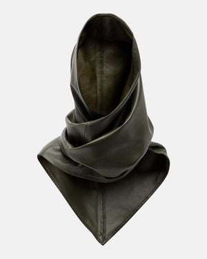 Nour Hammour Draped Leather Hood - Black