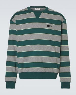 Miu Miu Striped Cotton Jersey Sweatshirt - Green