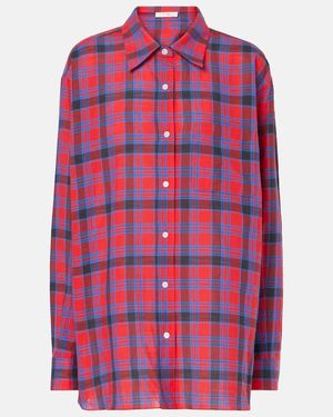 The Row Nesson Plaid Cotton Voile Shirt - Red