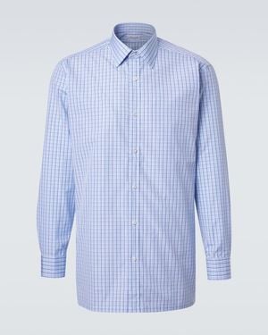 Charvet Checked Cotton Poplin Shirt - Blue