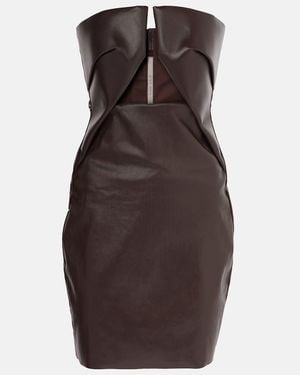Rick Owens Prong Cutout Coated Denim Bustier Dress - Brown